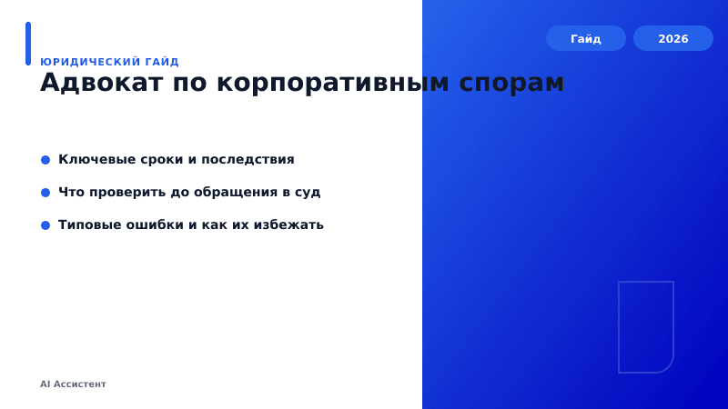 Адвокат по корпоративным спорам — кратко