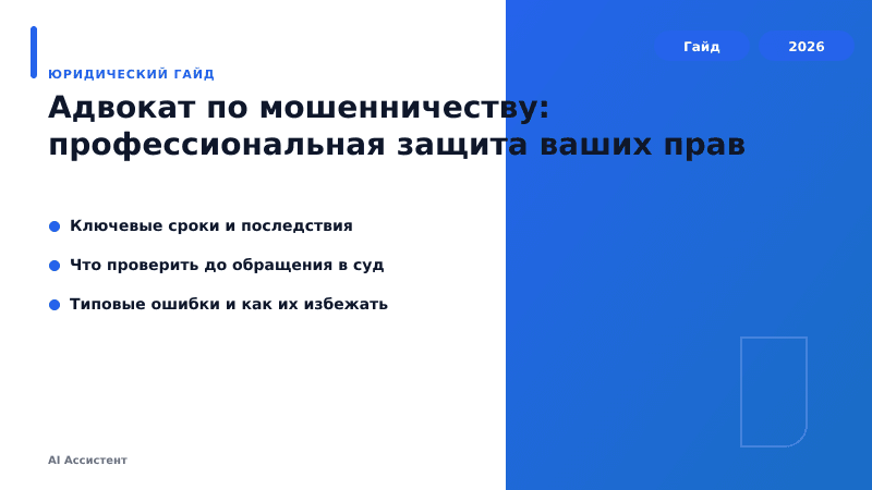 Адвокат по мошенничеству: профессиональная защита ваших прав — кратко